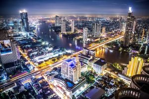 Bangkok city from above at night