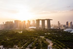 Singapore cityscape at sunset