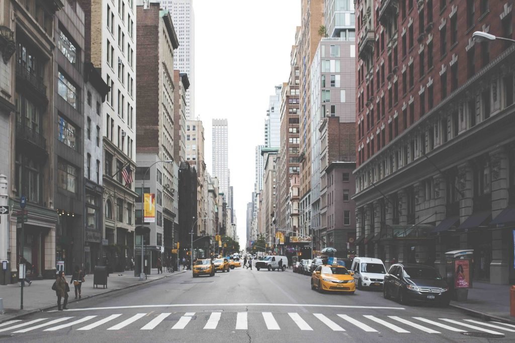 New York street and zebra crossing