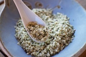 bowl and spoon with hemp seeds