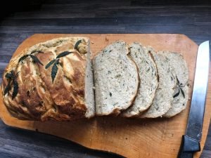 cannabis bread on wooden board