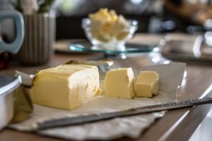 cubes of butter on kitchen table