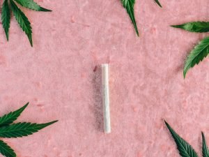 joint on pink fabric